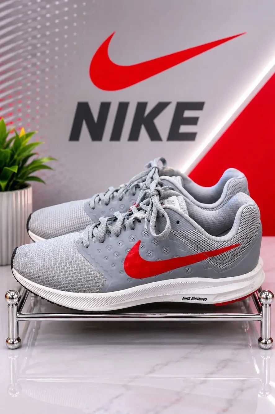 NikeβDownshifter 7 Running Shoes Gray Red 852459-013 Menβs Size 7